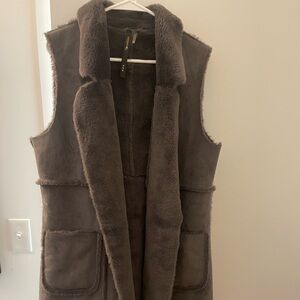 Long gray faux fur vest!